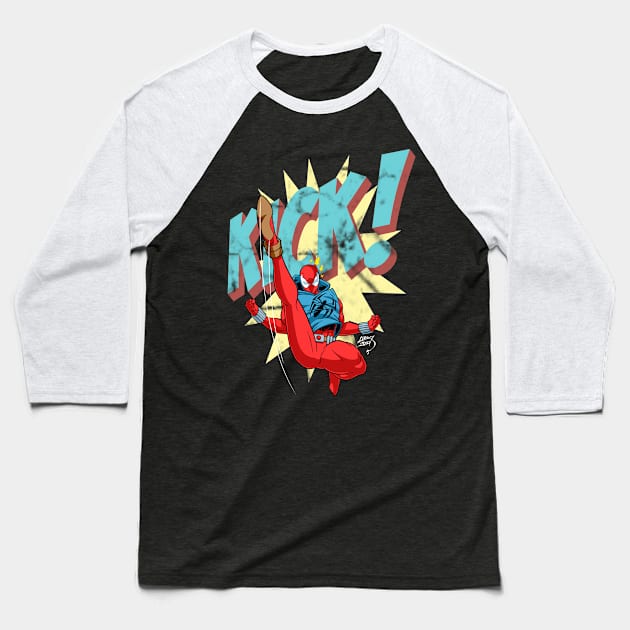 High Kick Baseball T-Shirt by artoflucas